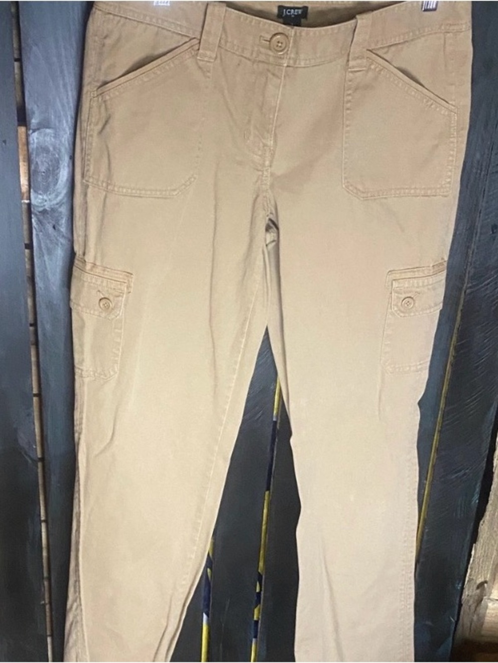 Vintage J. Crew khaki Cargo Pants cotton size 8 inseam 32 made Hong Kong